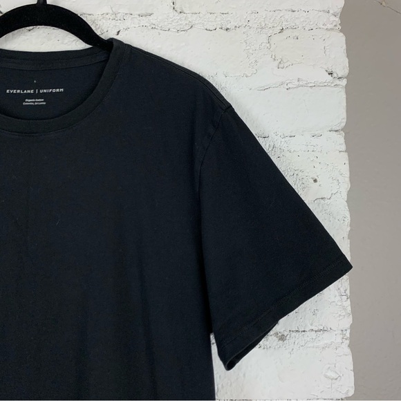 Everlane Uniform Organic Cotton Short Sleeve Crew Neck Tee Shirt Black Large - Picture 2 of 6